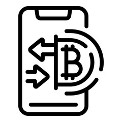 Blockchain smartphone icon. Outline Blockchain smartphone vector icon for web design isolated on white background