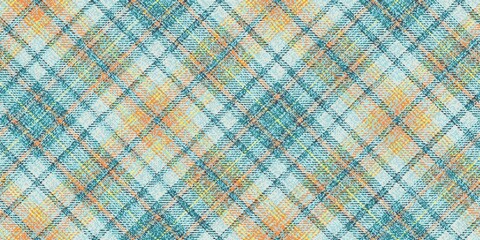 marine green and orange main color gingham checkered repeatable texture of old ragged grungy fabric with yellow threads for plaid, tablecloths, shirts, tartan, clothes, dresses, bedding, blankets