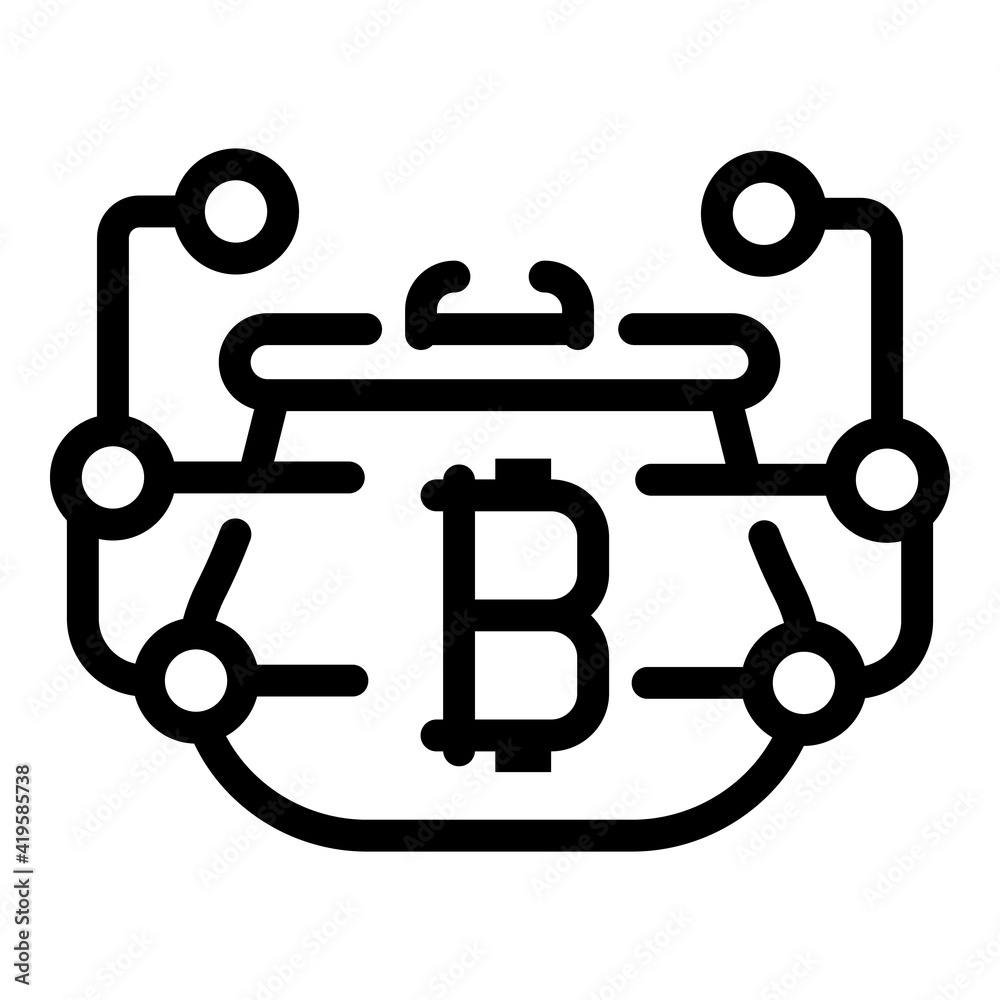 Poster blockchain digital wallet icon. outline blockchain digital wallet vector icon for web design isolate