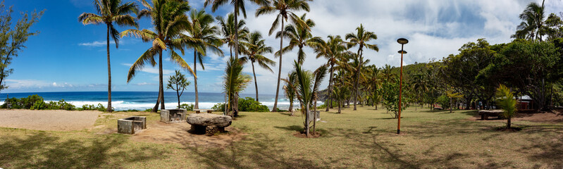 Obraz na płótnie Canvas Panoramic view of Grand Anse Reunion Beach