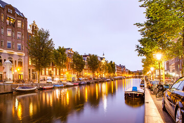 beautiful cityscape of Amsterdam canals, Netherlands