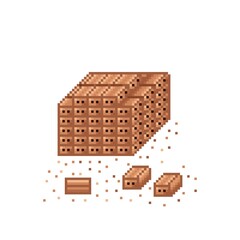 Brick pixel art. Bricks in construction. Vector illustration.