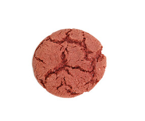 baked round cookies with cherries on a white background