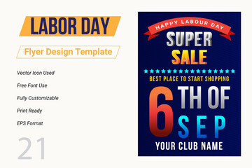 USA Happy Labor Day flyer template, Labor Day banner set,  Labor Day United States of America, Vector illustration.
