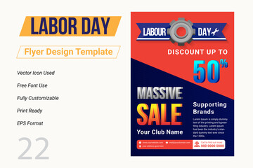 USA Happy Labor Day flyer template, Labor Day banner set,  Labor Day United States of America, Vector illustration.