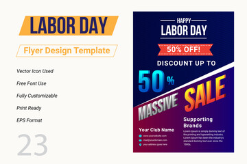 USA Happy Labor Day flyer template, Labor Day banner set,  Labor Day United States of America, Vector illustration.
