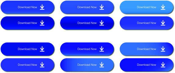 Group of download now button with shadows. Rollover icon. Website download button. Simple modern concept button for website and projects. Dark and light interface design. Click to download. Blue icons