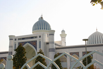 Tajikistan, Dushanbe - 28.10.2019: Dushanbe Mosque of Tajikistan. View on a sunny blue sky day 