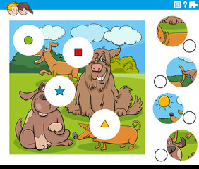 match pieces task with cartoon dogs characters