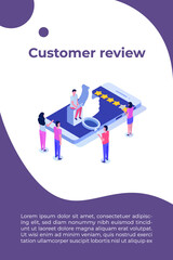 Customer review, Usability Evaluation,  Feedback,  Rating system isometric concept. Vector illustration