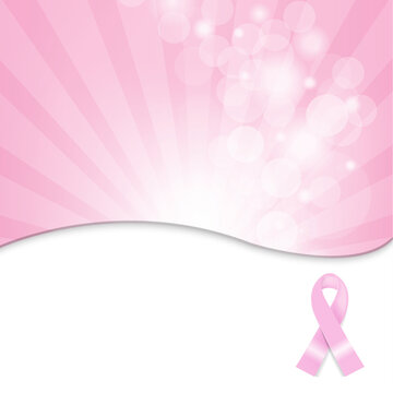 Pink Breast Cancer Ribbon Background, Vector Illustration