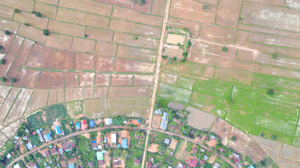 Aerial top view village in the countryside