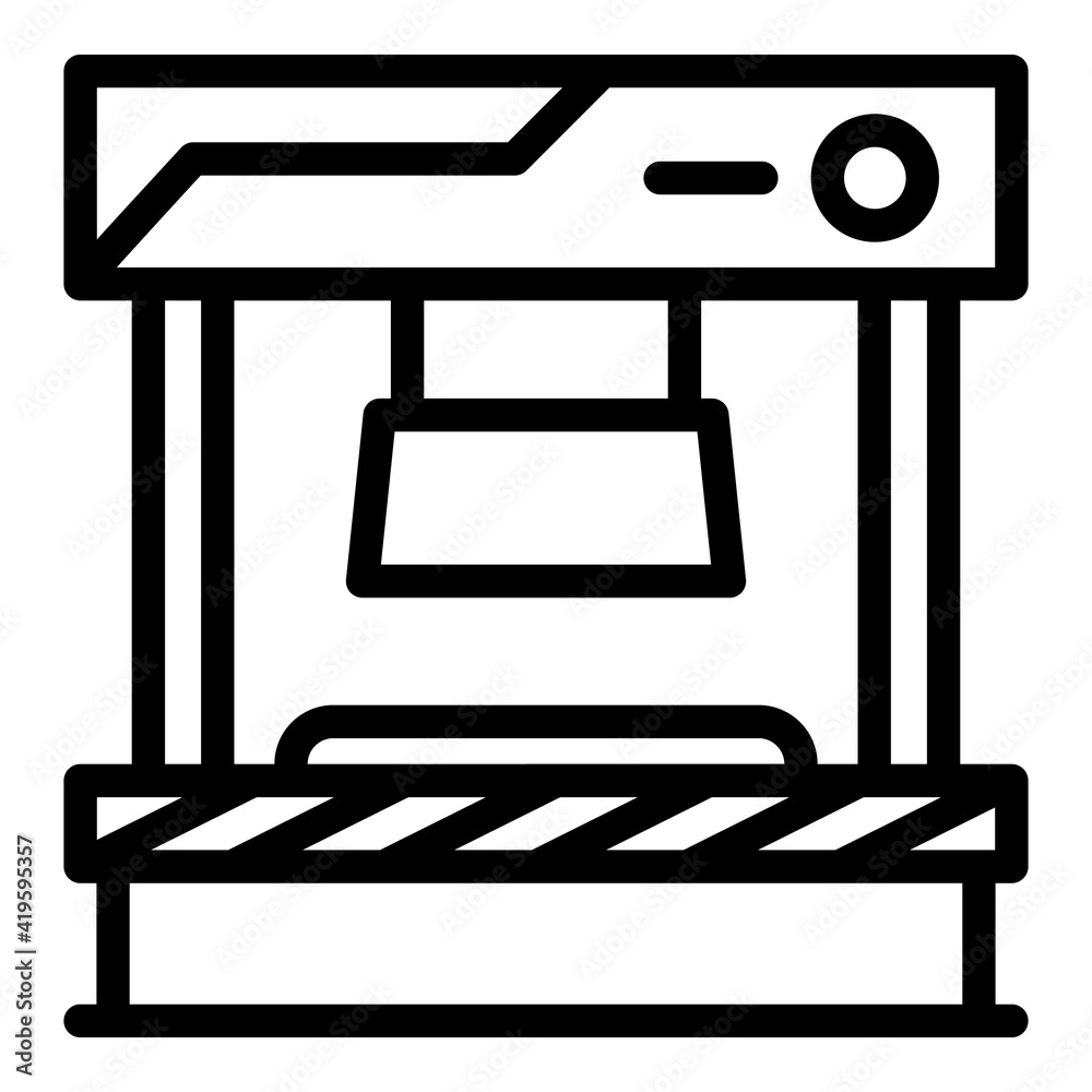 Poster press form machine icon. outline press form machine vector icon for web design isolated on white bac
