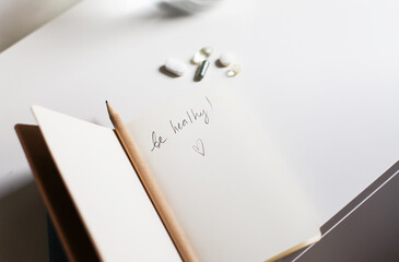 An open notebook with text in English 