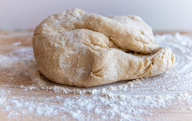 dough on a wooden board