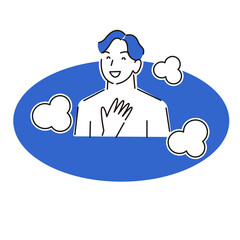 入浴している若い男性 程よいシンプルなイラスト ベクター Young man taking a bath. Moderately simple illustration. vector.
