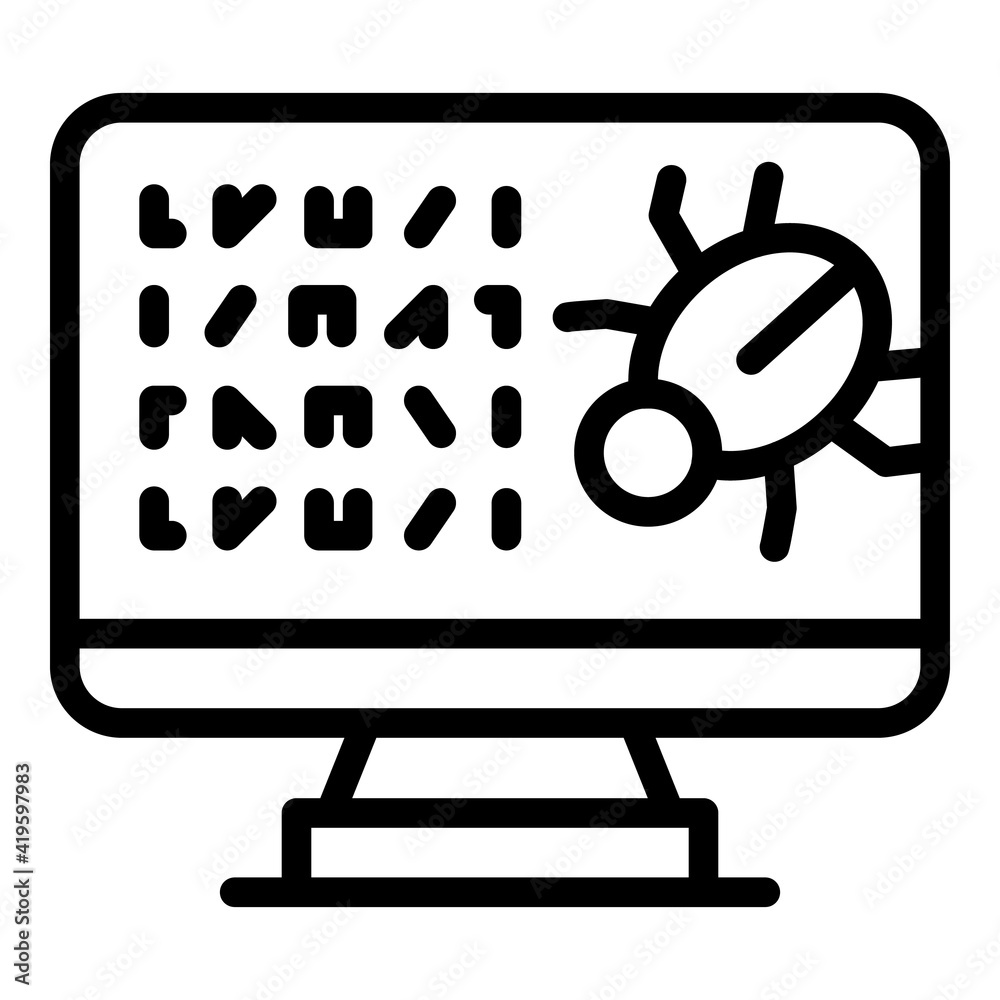 Poster monitor malware icon. outline monitor malware vector icon for web design isolated on white backgroun