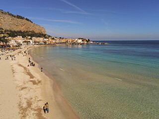 Veduta Aerea della spiaggia di Mondello, Palermo