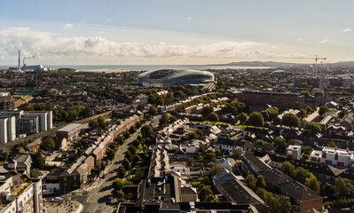 Fototapeta premium Aerial View of Ballsbridge, Dublin, Drone Photography of the Dublin Bay