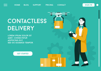 Vector landing page of Contactless Delivery concept