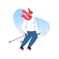 Obraz premium People Ice Skating Illustration. Winter illustration