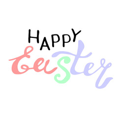 HAPPY EASTER - handwritten modern calligraphy design illustration. Vector pink red purple green multicolor lettering