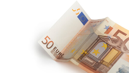 fifty euro banknote, isolated on white with clipping path.