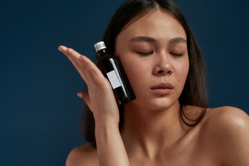 Young girl with clean skin in the studio