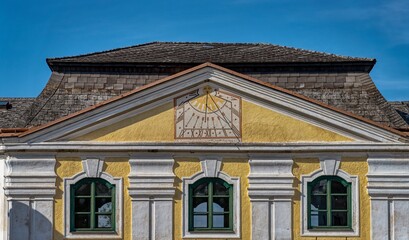Fototapeta na wymiar Sundial at Building near Zwettl Abbey