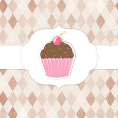 Vintage Cupcakes Labels, Vector Background