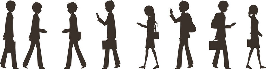 ビジネスマン達の人混みシルエット