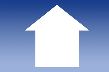 Einfamilienhaus als großes Symbol auf blauen Hintergrund