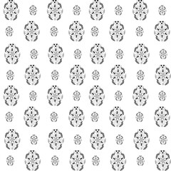 Seamless pattern with Easter eggs decorated with flowers. Vector illustration in doodle style. Pattern for Easter cards, invitations, design, paper.Black and white line drawing