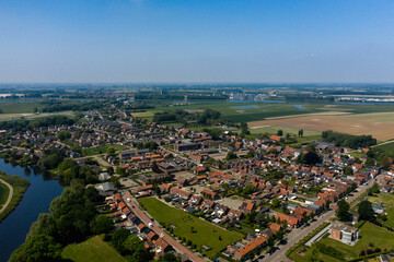 Aerial view of Westdorpe, a town in the South-Western Dutch Province of Zeeland
