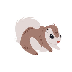 Siberian flying squirrel isolated vector illustration. Cute little animal design element. Japanese wildlife in simple cartoon style.