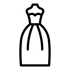 Wedding gown icon. Outline wedding gown vector icon for web design isolated on white background