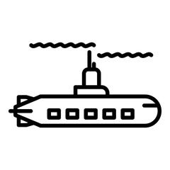 Military submarine icon. Outline military submarine vector icon for web design isolated on white background