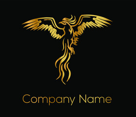 
illustration with logo with mystical bird phoenix.
