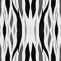 Seamless Zebra Pattern. Watercolor Africa Fur. Grey Abstract Wild Wallpaper. Jungle Stripes Fabric. Zebra Texture. Gray Camouflage African Print. Seamless Zebra Texture. Fashion Zoo Background.