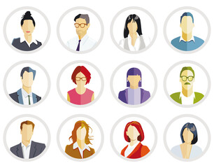 Set von Portrait Gesichtern und Personen, illustration