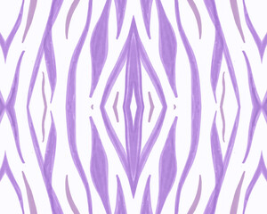 Tribal Ornament. Abstract Animal Pattern. Geometric Tiger Lines. Wildlife Leather Design. Seamless Tribal Wallpaper. Fashion Exotic Print. Watercolor Stripes. Lilac Tribal Background.