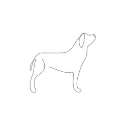 Dog animal silhouette line drawing, vector illustration