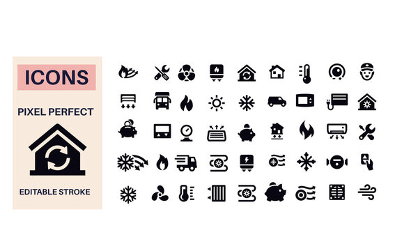 Heating And Cooling Icons Vector Design 