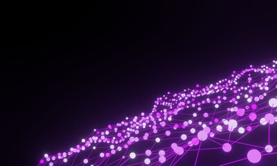 3D abstract purple grid particles.