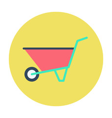 Wheelbarrow Colored Vector Icon 