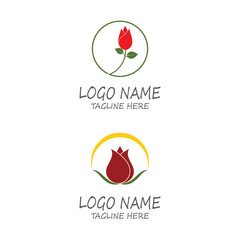 Rose flower logo template vector illustration