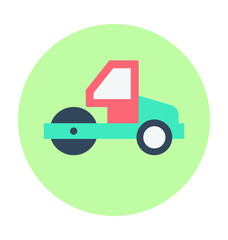 Road Roller Colored Vector Icon 