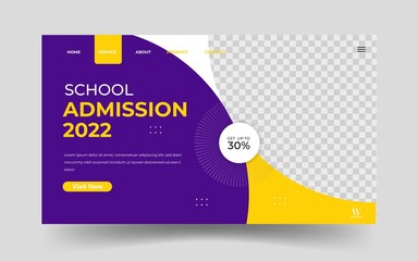 School modern Landing page, design banner template for web and internet ads. Vector illustration