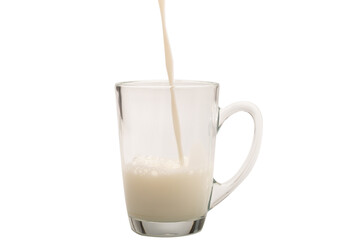 Milk in the cup isolated on white background.