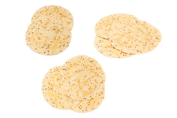 Pitta bread with seeds isolated on white